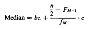 median calcualtion formula